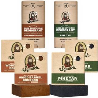 Dr. Squatch Manly Soap and Deodorant Variety Pack - Hndlavet med organiske olier Fri for aluminium - Trtnde Bourbon og fyrretjre - Naturlig h
