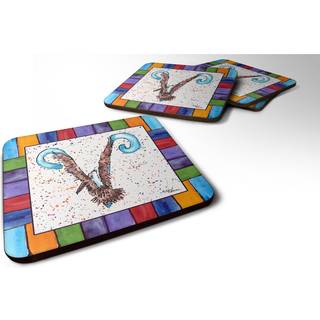 """" Caroline's Treasures 8445-VFC Beach and Seafood Foam Coasters (Sæt på 4) 3,5 """" ""H X 3,5"" """" W Multicolor """"