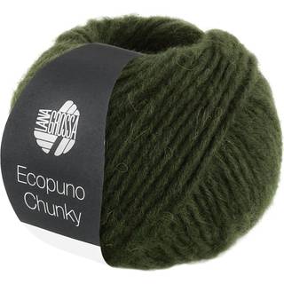 Lana Grossa Ecopuno Chunky 138 Skovgrøn Indhold: 48% bomuld, 33% ren ny merinould, 19% baby alpaca Vægt/Længde: 50 g = ca. 70 meter Anbefalede pinde: 7-8 mm Strikkefasthed: 10 x 10 cm = 13 m x 17 p Vask:Håndvask / Tørres fladt.