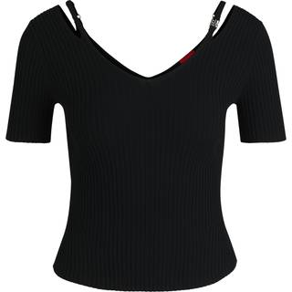 T-shirt i rib med udskårne detaljer