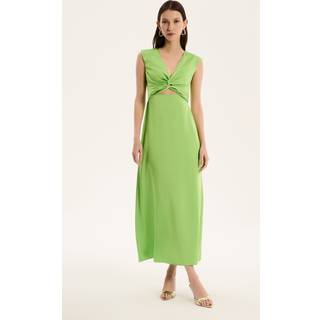 Omnes Marin V-hals Front Twist Satin Midi Kjole46