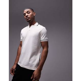 Open Collar Tipped Polo, Ivory Petal, XL