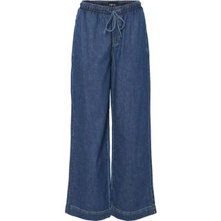 Pieces - Pctabi Pull Up Denim Pants - 4741795 Dark Blue Denim