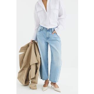 River Island River Island Blue 100% Cotton Petite Seamed Barrel Jeans