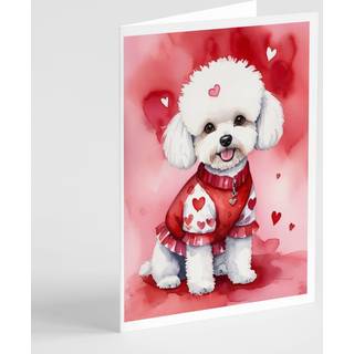 Caroline's Treasures DAC5288GCA7P Bichon Frize My Valentine lykønskningskortpakke med 8 blanke kort med konvolutter, finurlig A7 Størrelse 5x7 to