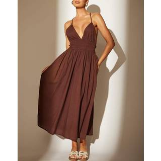 South Beach South Beach Brown Halter Neck 100% Cotton Maxi Dress