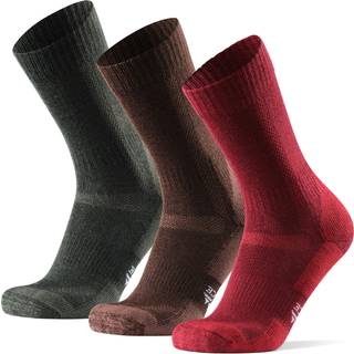 MERINO WOOL HIKING SOCKS - Brown | Red | Green / 35-38 / 3-Pack