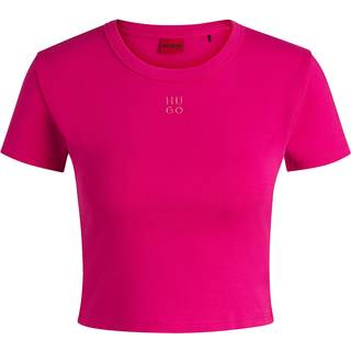 Slim fit T-shirt i bomuldsblanding med broderet stablet logo