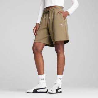 Women&#39;s Puma WARDROBE ESS Relaxed Long Line 8&#34; Shorts, Brown, Size XS, Women - Velvet Moss - XS