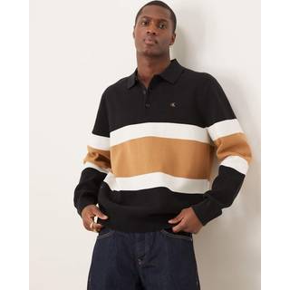 Double Rib Logo Zip Polo Shirt - Black - XS