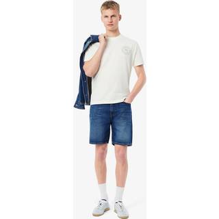 Lacoste Straight Fit Denim Shorts Mid Wash Blue