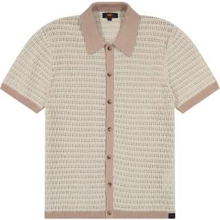 Lee Short Sleeve Button Up Sweater Polo Soy Bean Size M
