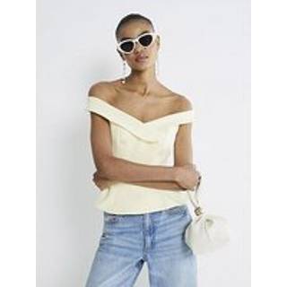 River Island River Island Yellow Double Breasted Bardot Blouses