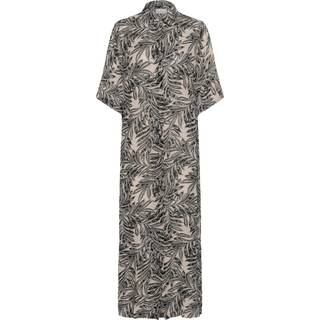 Kaffe Kathora Amber Shirt Dress Kjoler 10510040 Feather Gray Leaf Print (46)