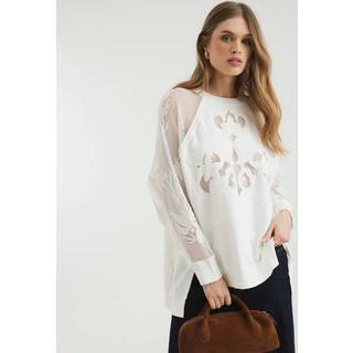 River Island River Island Cream Cutwork Floral 100% Cotton Blouses