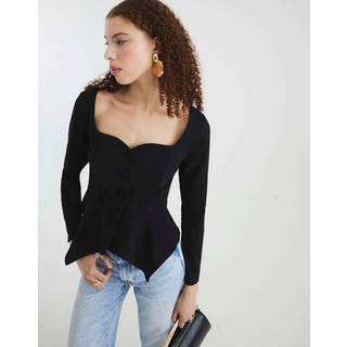 River Island River Island Black Peplum Sweetheart Blouses