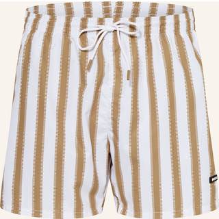 BOSS Black Herren Badeshorts braun Mikrofaser Gestreift