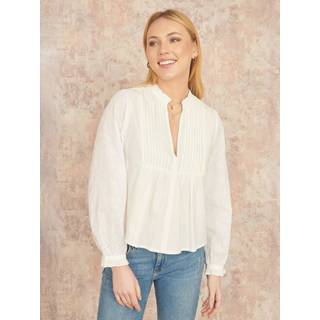 Yumi Yumi White Pleated Bib 100% Cotton Blouses