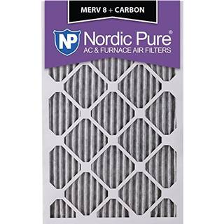 Nordic Pure 20x25x1 (19 1/2 x 24 1/2 x 3/4) Furnace Air Filters Merv 8 plisset plus carbon 6 -pakke