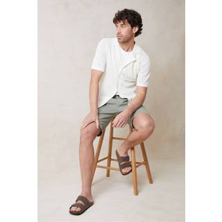 Threadbare Threadbare Cream Textured Revere Collar Knitted Shirt