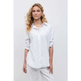Gina Tricot-Linen blend shirt-Hørskjorter-Hvid-S-Dame