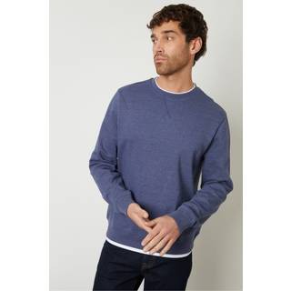 Threadbare Threadbare Denim Marl Mock Crew Neck Sweatshirt