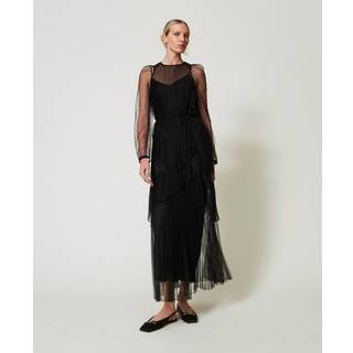 TWINSET BLACK LONG PLEATED DRESS