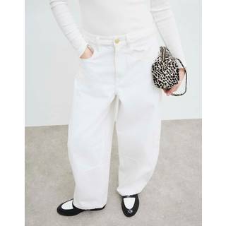 River Island River Island White Mid Rise Balloon 100% Cotton Jeans