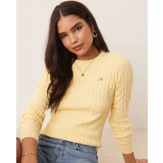 GANT Dame Crewneck sweater af strækbomuld med kabelstrik (XXXL)