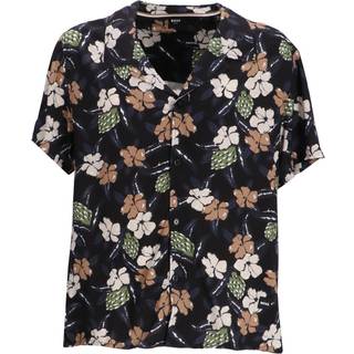 BOSS Black Herren Badeshirt schwarz Mikrofaser geblümt