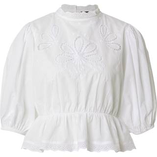 Gina Tricot-Boho peplum blouse-bluser med pufærmer-Hvid-M-Dame