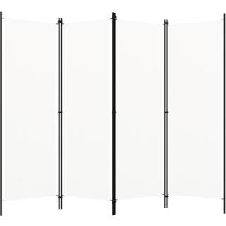 vidaXL - Moderne industriel 4-panels rumdeler i cremehvid - Fritst?ende kompakt og nem opbevaring Pulverlakeret jernramme & stofsk?rm 78,7""""x70,9