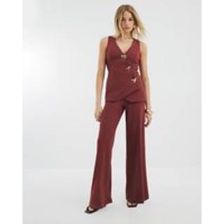 River Island River Island Brown Waistcoat Hybrid Jumpsuit