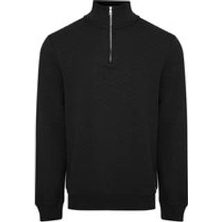 Threadbare Threadbare Black Jacquard Textured Quarter Zip Sweatshirt