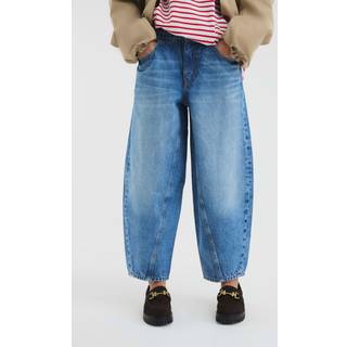 River Island River Island Blue 100% Cotton Petite Elasticated Barrel Jeans