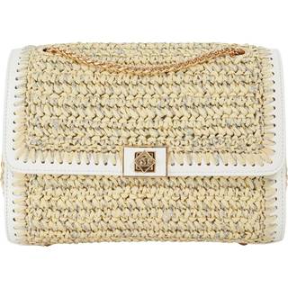 Dune London Dune London White Delphinium Raffia Turnlock Shoulder Bag