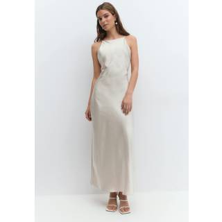 Gina Tricot-High neck satin dress-satinkjoler-Beige-42-Dame