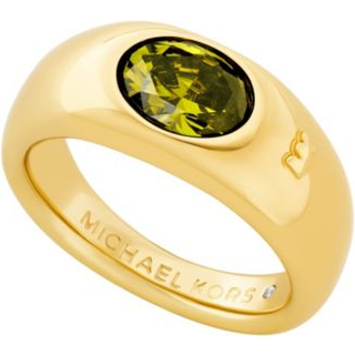 MK Precious Metal-Plated Cubic Zirconia Signet Ring - Gold - Michael Kors - EU 52