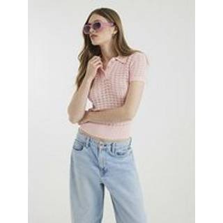 River Island River Island Pink Crochet Polo Top