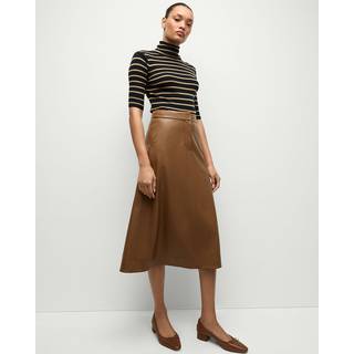 Veronica Beard Louise faux leather midi skirt - brown - S