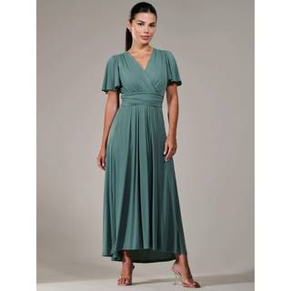 Jolie Moi Jolie Moi Green Petite Short Sleeve Soft Silky Jersey Maxi Dress - EU 42 Petite (UK 14 P)