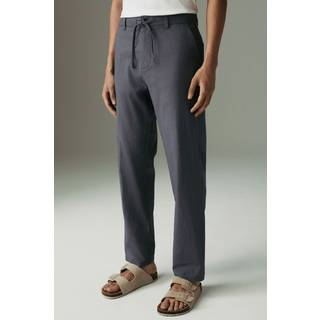 Next Blue Slate Regular Tapered Fit Linen Cotton Chino Trousers