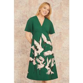 Yumi Fabric Crane Tryk Kimono Midi KjoleEU 48 (UK 20)
