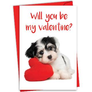 NobleWorks valentinsdag lyk?nskningskort med 5 x 7 tommer konvolut (1 kort) hvalpehjerte C3470VDG