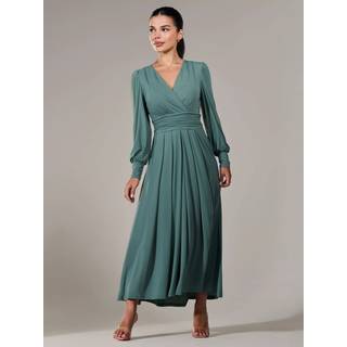 Jolie Moi Jolie Moi Green Petite Petite Long Sleeve Soft Silky Jersey Maxi Dress - 12 P