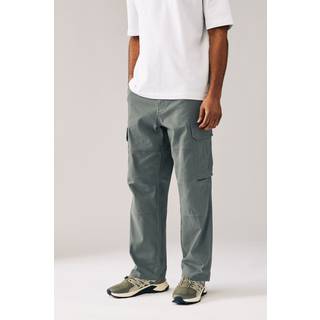Next Grey Charcoal Relaxed Fit Cotton Stretch Cargo Trousers
