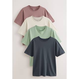Next Grey/Pink/Ecru/Green Regular Fit T-Shirts 4 Pack