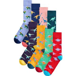 Next Bright Red/Blue/Orange Dinosaur Pattern Socks 8 Pack