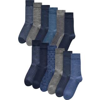 Next Navy Blue/Grey Pattern 12 Pack Mens Cotton Rich Socks