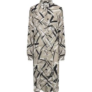 Kaffe Kamanilla Shirt Dress Kjoler 10509623 Feather Gray/Black Graphic (40)